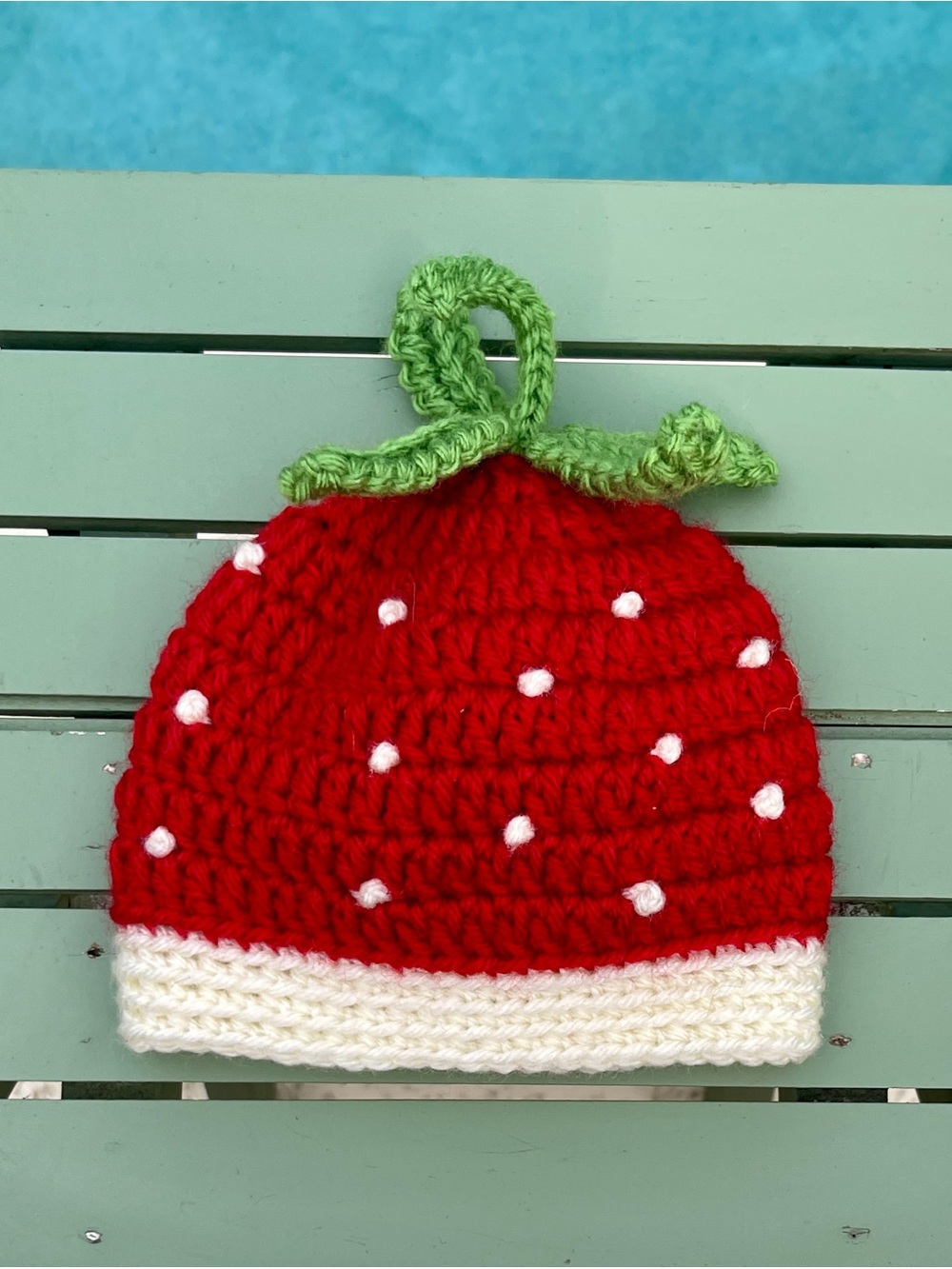 Cute Strawberry Crocheted Beanie for Babies – Red & Green